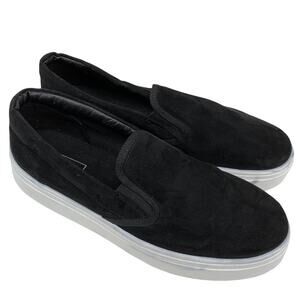 Topshop Black Suede Platform Sneakers Size 38 Slip On Made In Italy
